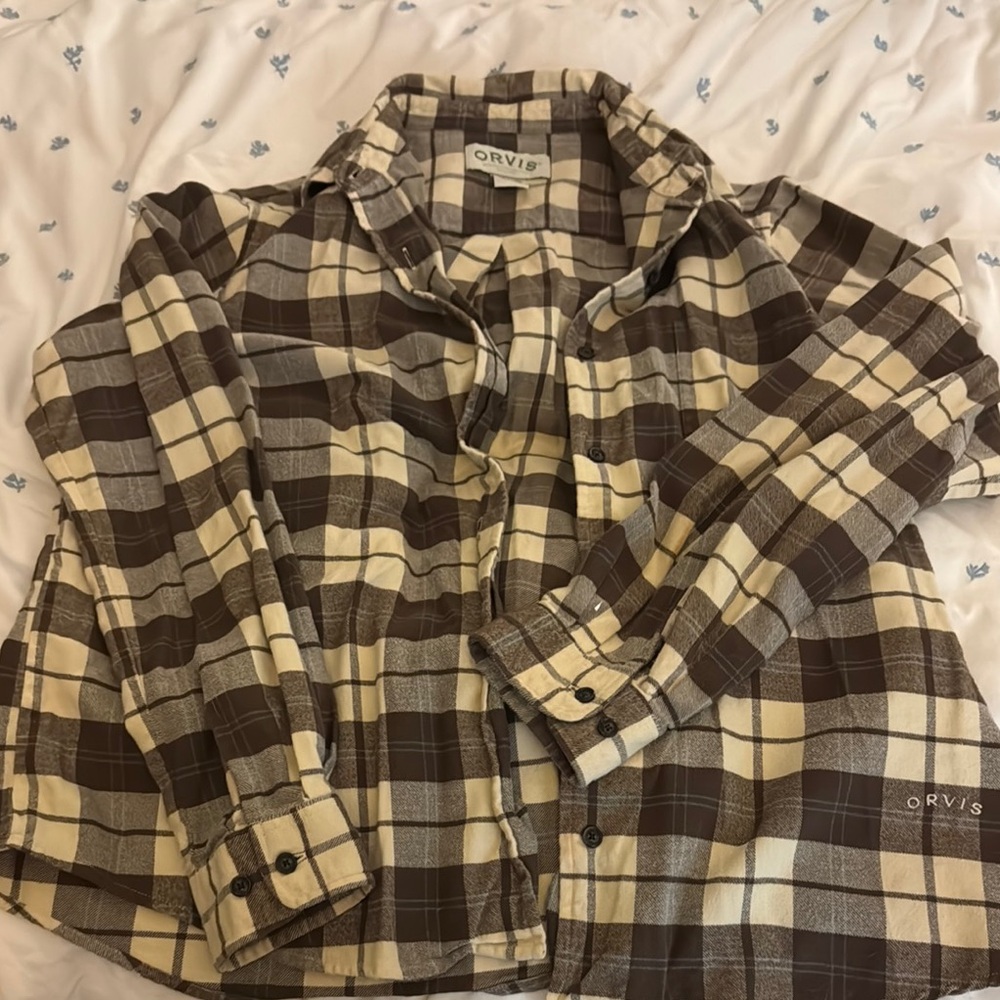 Orvis Brown and Cream Casual Button Down Shirt